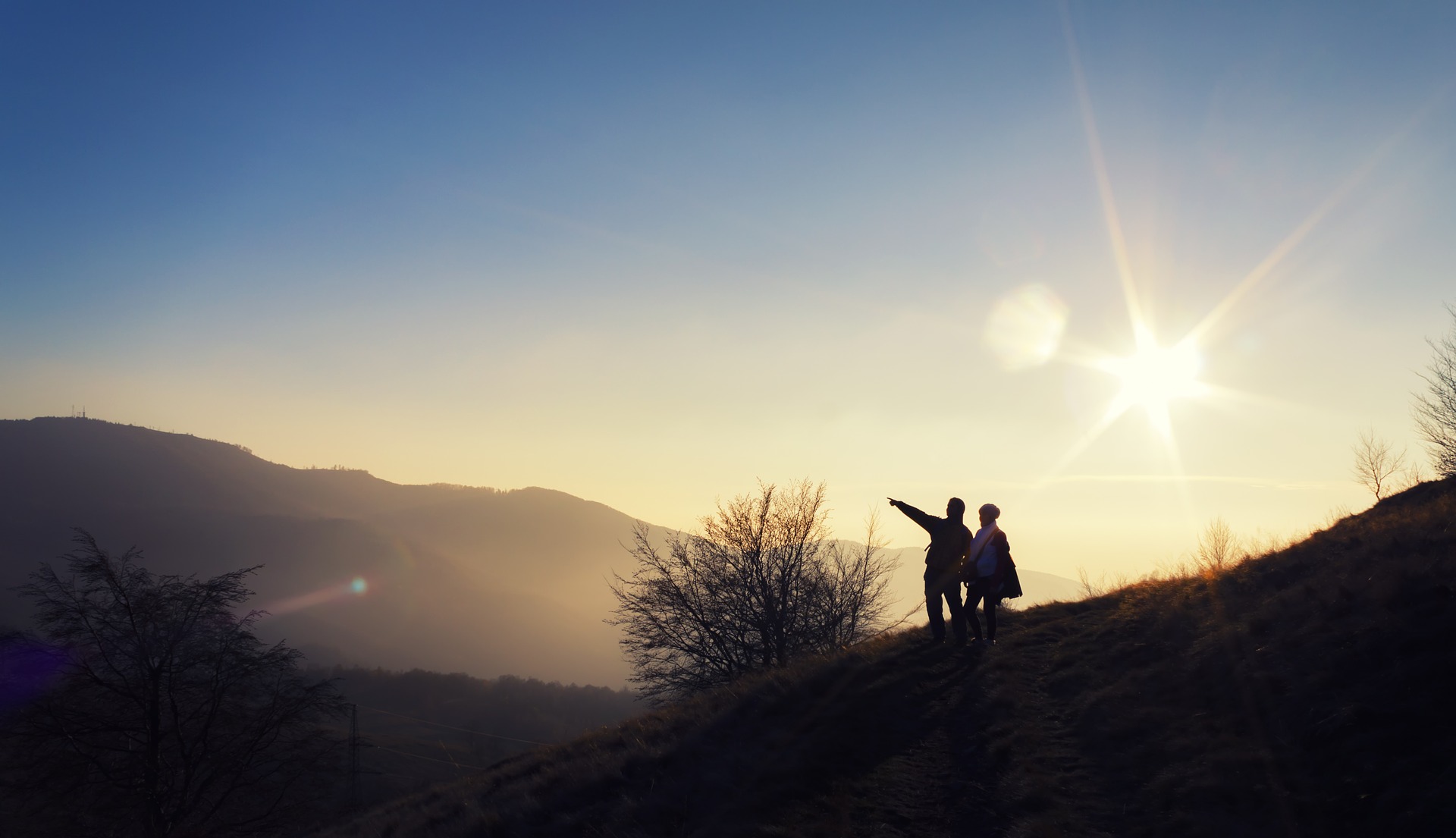 Two people hiking