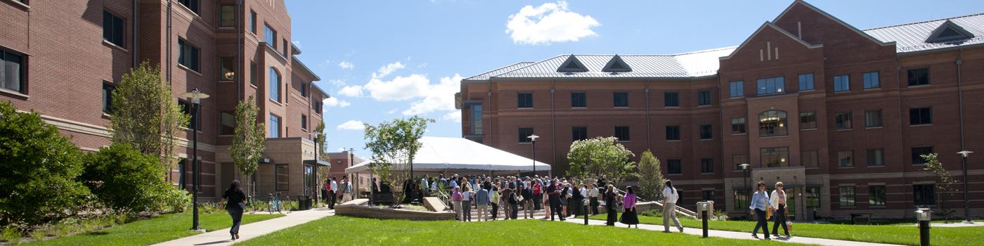 Image of students and families gathering outside of the BEST Hall